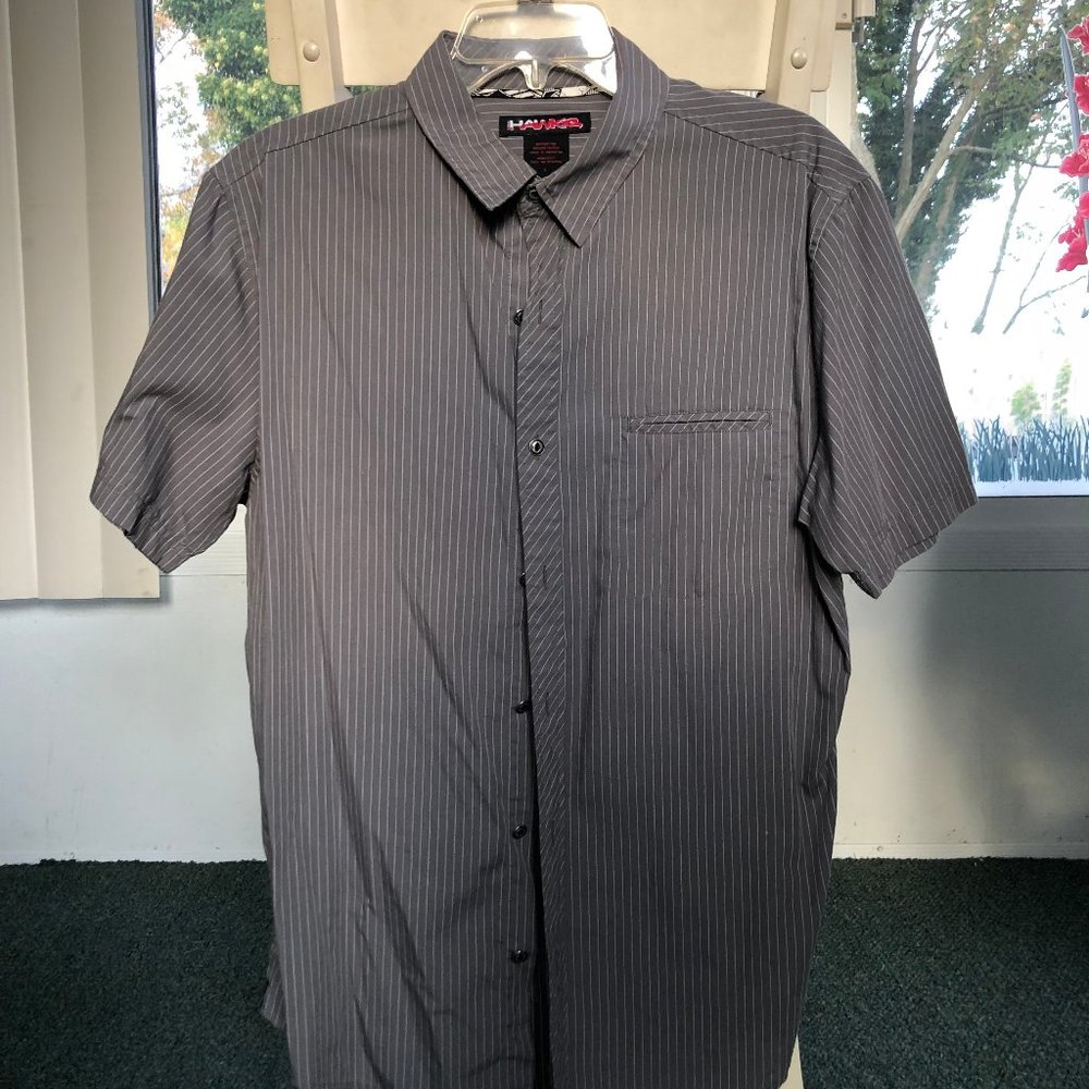 Short sleeves stripes men shirt 60%cotton40%polyester L